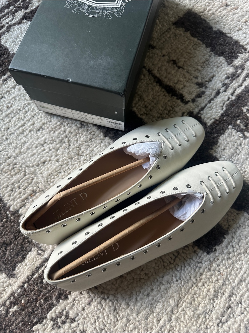 Anthropologie White Leather Lonny Ballet Flats by Silent D